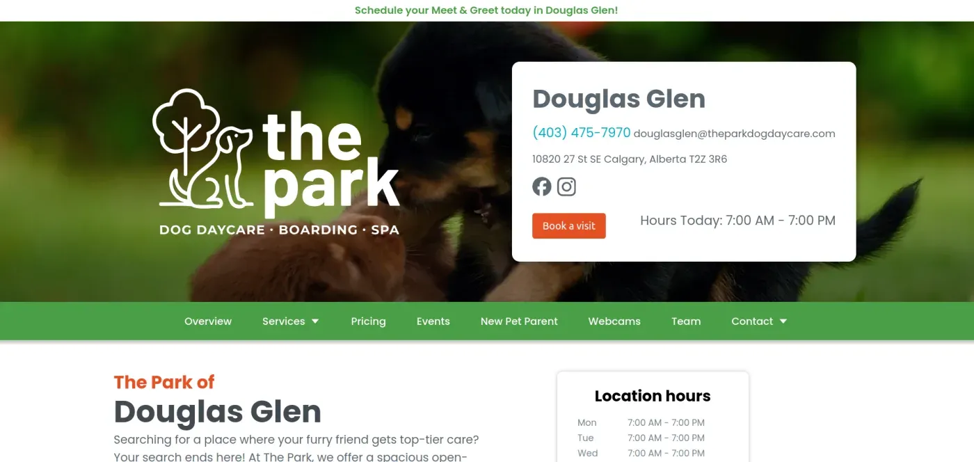The Park Dog Daycare website built by ByteSphere